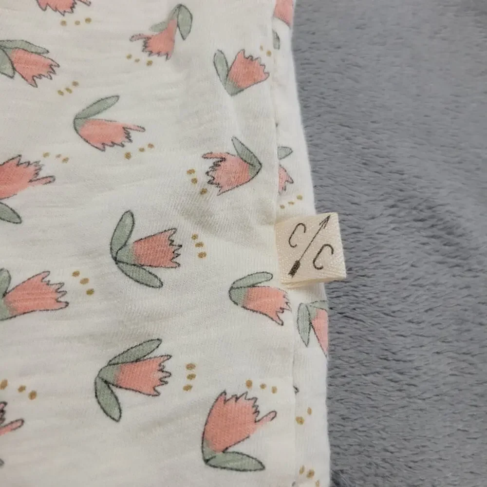 Childhood Shirt Girls 18-24 Months Cream Sage Tulip Floral Breathable Cotton Top